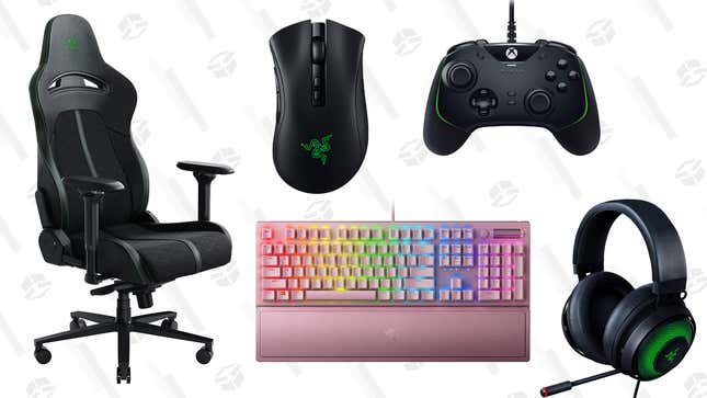 Razer BlackWidow V3 Mechanical Gaming Keyboard | $90 | Amazon
Razer DeathAdder v2 Pro Wireless Gaming Mouse | $65 | Amazon
Razer Kraken Ultimate RGB USB Gaming Headset | $60 | Amazon
Razer Wolverine V2 Wired Gaming Controller | $50 | Amazon
Razer Enki Gaming Chair | $300 | Amazon