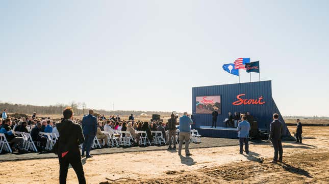 The crowd at the Scout Motors factory groundbreaking
