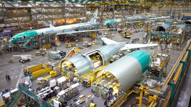 A 2012 photo of the Boeing 777 assembly line