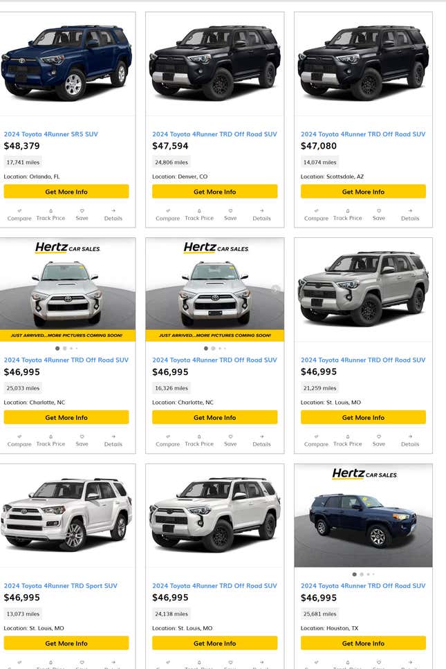 Image for article titled Used Toyota 4Runners And Ford Mustang Mach-Es Are Not Cheap To Buy From Hertz