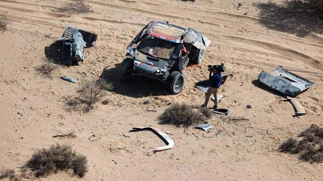 Image for article titled Sebastien Loeb Dumps Dented Dakar Dacia