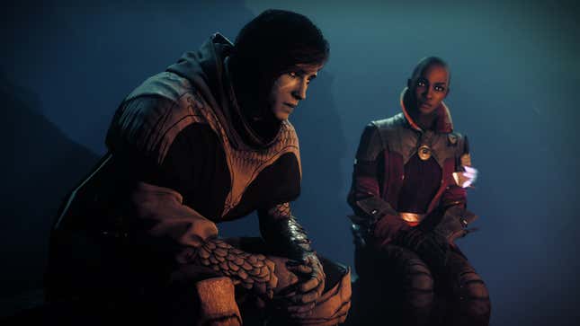 A screenshot of Destiny 2: The Final Shape, showing two of its central characters, Crow and Ikorra.