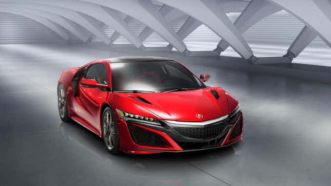 une NSX rouge de deuxième génération dans une structure sophistiquée