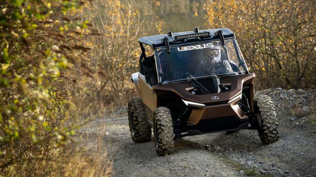 The Lexus ROV Concept driving through a forrest 