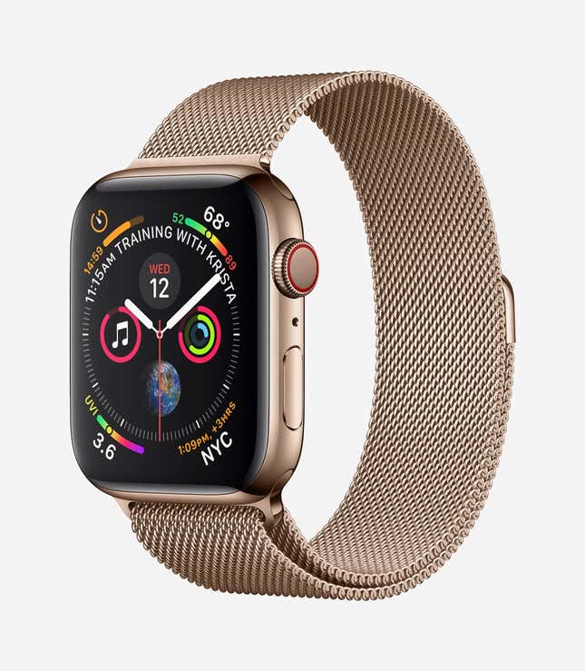 The Apple Watch Series 4 in gold.