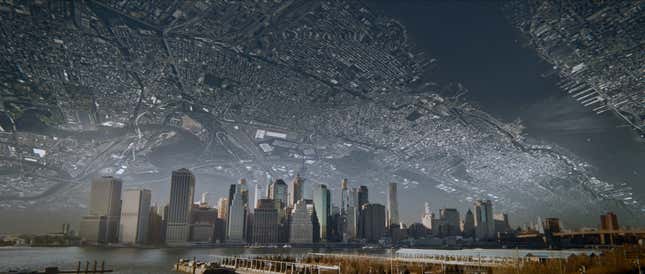 A cityscape reflected on itself Netflix's 3 Body Problem