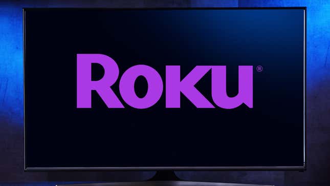 A photo of a TV with a Roku logo.