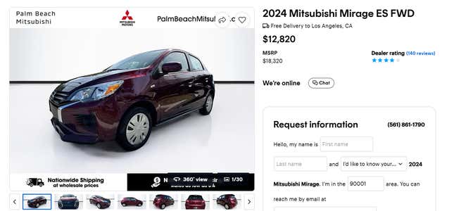 Image for article titled Mitsubishi Mirage Saw A Massive Sales Increase In 2024