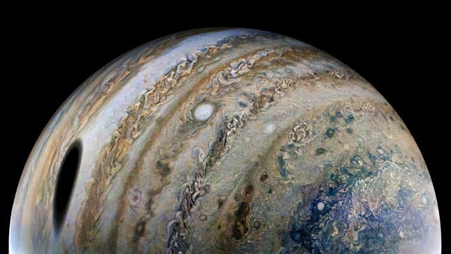 Ganymede's shadow on Jupiter.