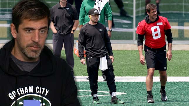 New York Jets QB Aaron Rodgers tweaked calf video