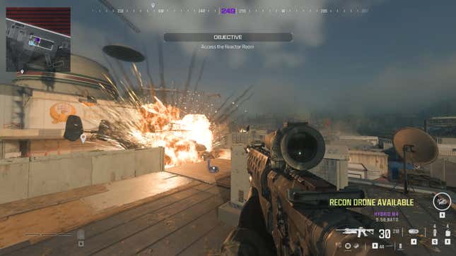 A helicopter explodes in Call of Duty.