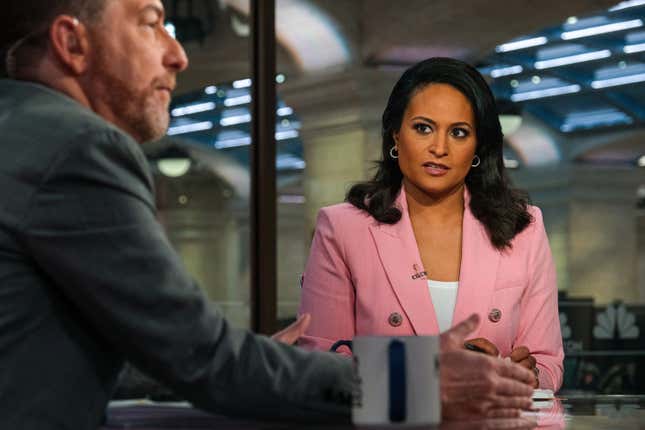 MEET THE PRESS — Pictured: Kristen Welker, NBC News Chief White House Correspondent, appears on Meet the Press in Washington, D.C. Sunday, April 2, 2023