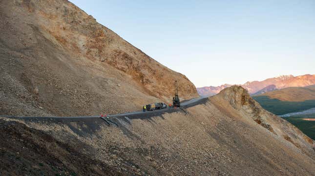 Crews work on the stretch of road over Pretty Rocks in 2018.