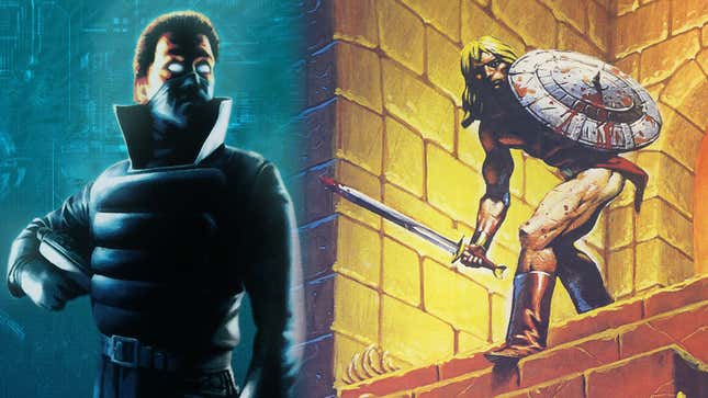 Characters from the classic PC games Syndicate and Ultima Underworld appear ready for action.