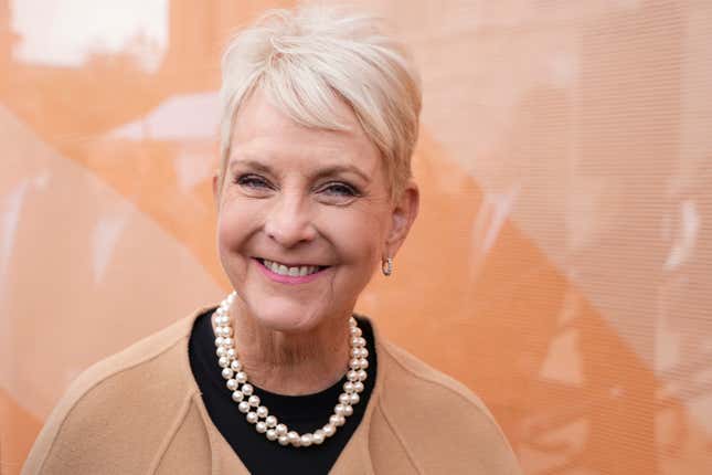 FILE - U.S. Ambassador Cindy McCain, wife of former Arizona Republican Sen. John McCain, smiles as she arrives for the public ceremonial inauguration of Arizona Democratic Gov. Katie Hobbs at the state Capitol in Phoenix, Jan. 5, 2023. A global hunger crisis has left more than 700 million people not knowing when or if they will eat again, and demand for food is rising relentlessly while humanitarian funding is drying up, the head of the United Nations food agency said Thursday, Sept. 14. (AP Photo/Ross D. Franklin, File)