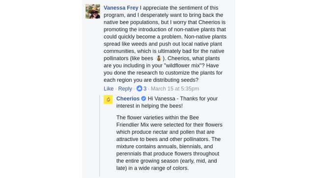 Cheerios’ typical response.
