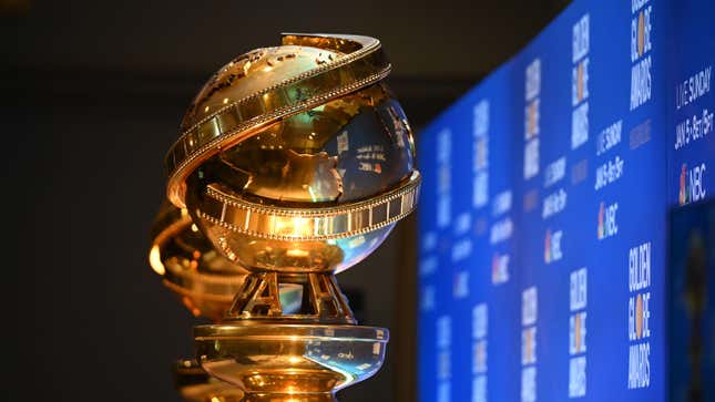 Golden Globe trophies are set by the stage ahead of the 77th Annual Golden Globe Awards nominations announcement in Beverly Hills on December 9, 2019. 