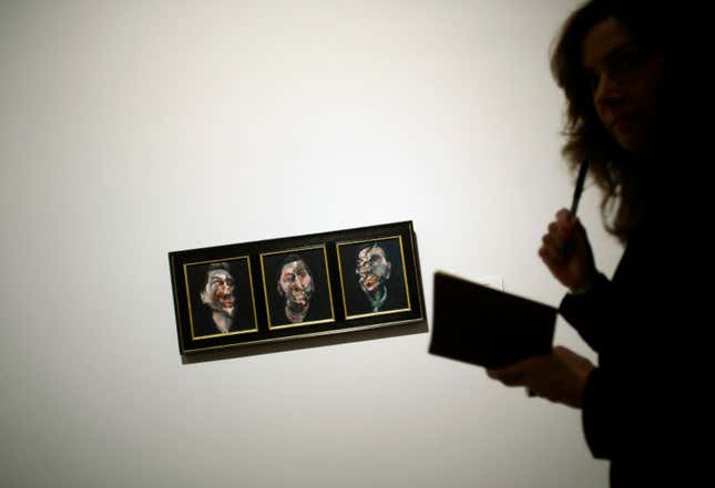 Francis Bacon’s “Three Studies for a Portrait of George Dyer,” during a 2009 retrospective in Madrid.
