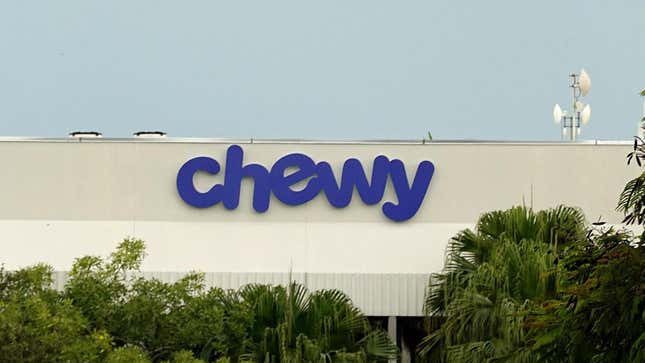 Signage featuring the Chewy logo at the company's Florida headquarters.