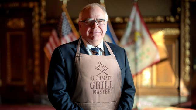 Image for article titled J.D. Vance Accuses Tim Walz Of Stolen Valor For Wearing ‘Grill Master’ Apron