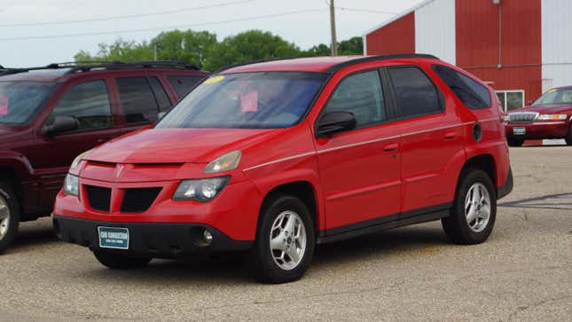 A red 2003 Pontiac Aztek