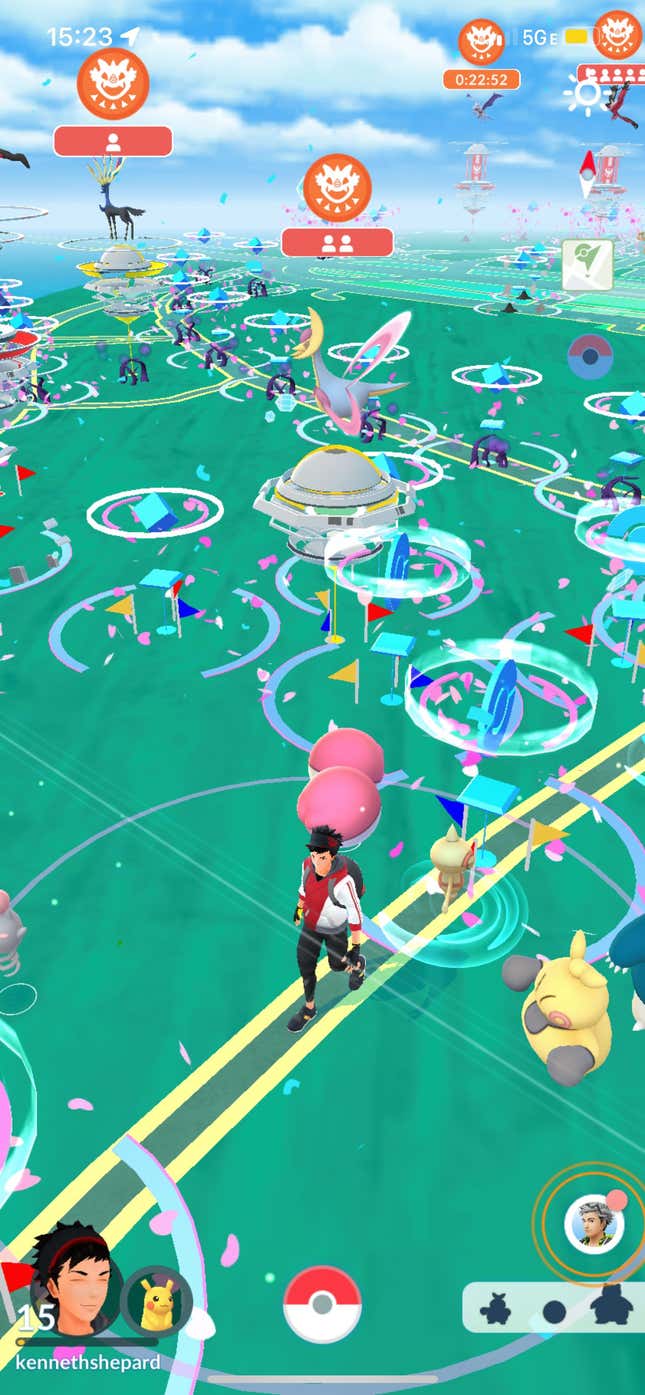 A screenshot shows Pokemon Go during the NYC Go Fest event.