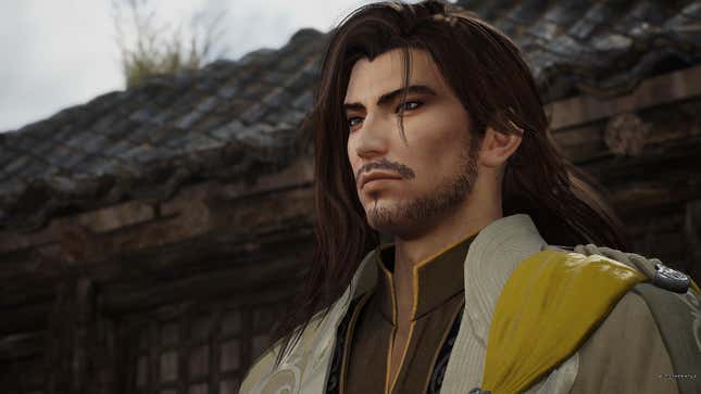 A screenshot from Dynasty Warriors: Origins. The character Zhang Jiao is looking to the left of the camera.