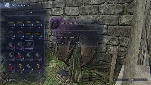 A player looks at special items.