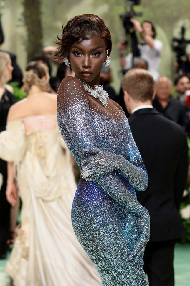 Anok Yai attends The 2024 Met Gala Celebrating “Sleeping Beauties: Reawakening Fashion” at The Metropolitan Museum of Art on May 06, 2024 in New York City.