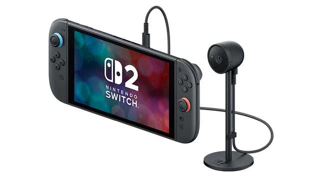 Una Nintendo Switch 2 con una cámara conectada.