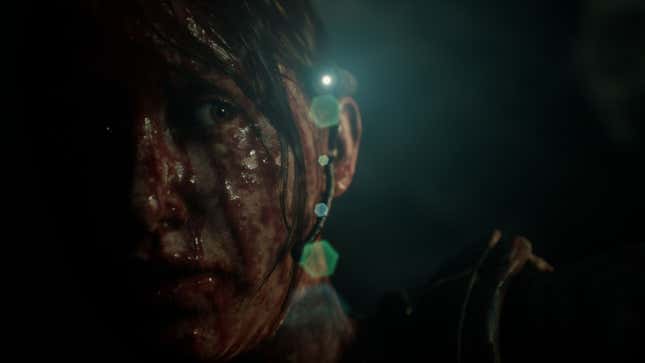 A bloody soldier confronting an unseen evil in House of Ashes.