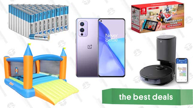 Image for article titled Monday&#39;s Best Deals: OnePlus 9 5G, AA + AAA Batteries, Mario Kart Live, Inflatable Bounce House, Cyberpunk 2077, Ecovacs Deebot N8 Pro+, and More