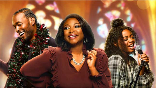 Luke James, left; Naturi Naughton, and Lorea Turner star in Kirk Franklin’s The Night Before Christmas on Lifetime.