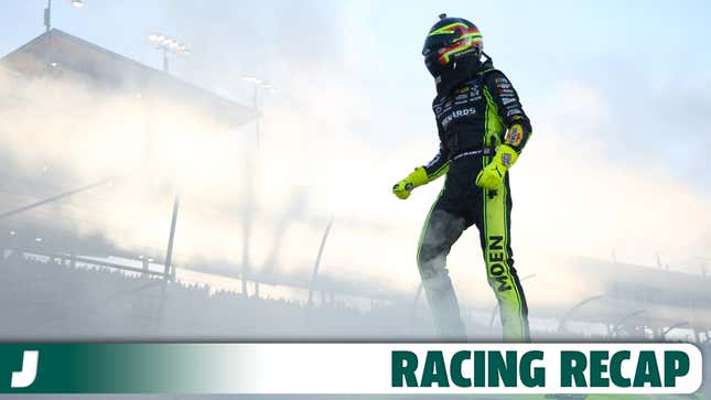 Ryan Blaney, driver of the #12 Menards/Dutch Boy Ford, celebrates after winning the 2023 NASCAR Cup Series Championship, finishing first of the Championship 4 drivers in the NASCAR Cup Series Championship race at Phoenix Raceway on November 05, 2023 in Avondale, Arizona.