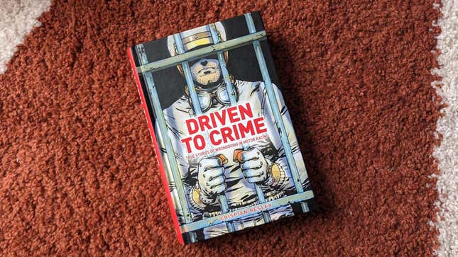 "Driven to Crime" by Crispian Besley rests on a carpet