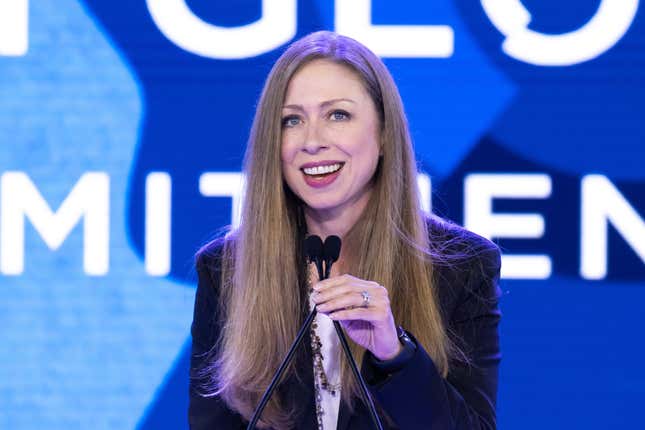 Chelsea Clinton speaks at the Clinton Global Initiative, Tuesday, Sept. 19, 2023, in New York. (AP Photo/Julia Nikhinson)