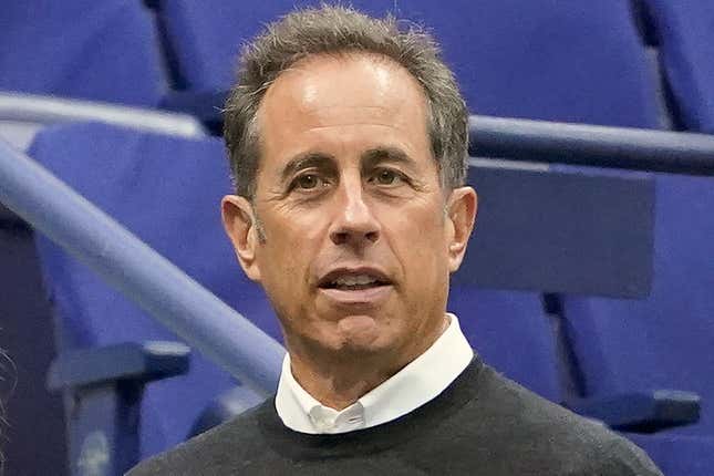 FILE - Jerry Seinfeld is shown before the men&#39;s singles final of the U.S. Open tennis championships between Casper Ruud, of Norway, and Carlos Alcaraz, of Spain, Sunday, Sept. 11, 2022, in New York. Seinfeld&#39;s upcoming Netflix comedy will be featured during this weekend&#39;s IndyCar race at Long Beach as rookie Linus Lundqvist will drive a car painted to look like a Pop-Tart in recognition of the movie “Unfrosted.”(AP Photo/John Minchillo, File)