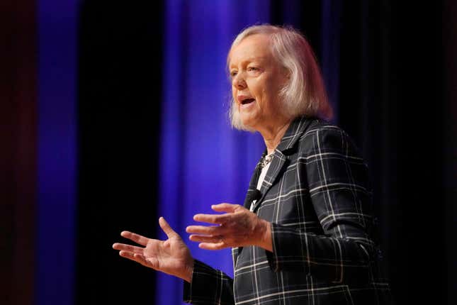 File - U.S. ambassador to Kenya Meg Whitman speaks at an event in San Francisco, Sept. 15, 2023. An $11 billion deal that blew up into a debacle for Hewlett Packard more than a decade ago, when Whitman was CEO of the company, will be resurrected Monday during a criminal trial that will examine whether the company was ripped off or just mismanaged. (AP Photo/Jeff Chiu, File)