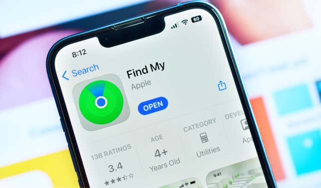 Stock photo of Find My app on iPhone