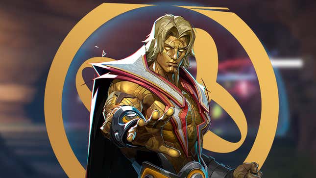 Artwork of Adam Warlock is super imposed over gameplay.