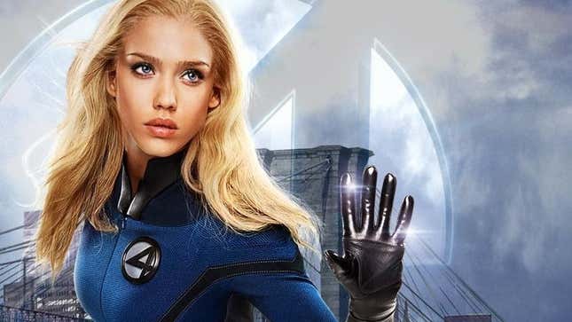 Invisible Woman holds out her hand to cast an ability.