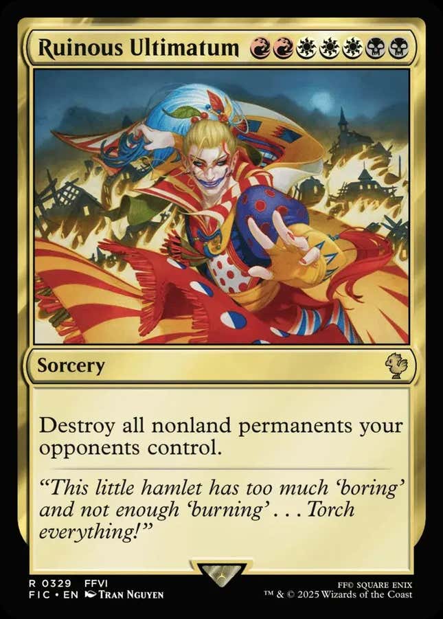 A Magic: the Gathering card shows a Final Fantasy antagonist.