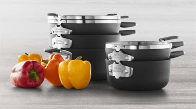 Calphalon Space-Saving Hard-Anodized 11-Piece Cookware Set | $180 | Woot