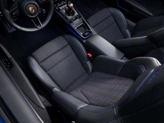 Plaid seats of a 2025 Porsche 911 Carrera T