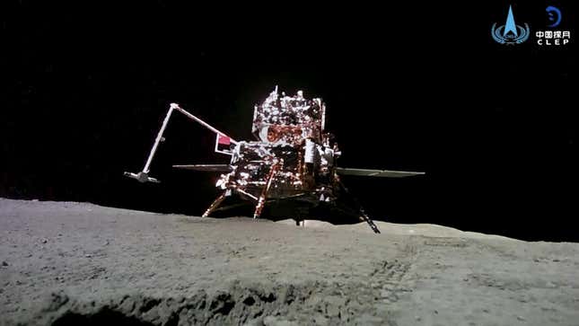 The Chang’e 6 lander on the lunar surface.