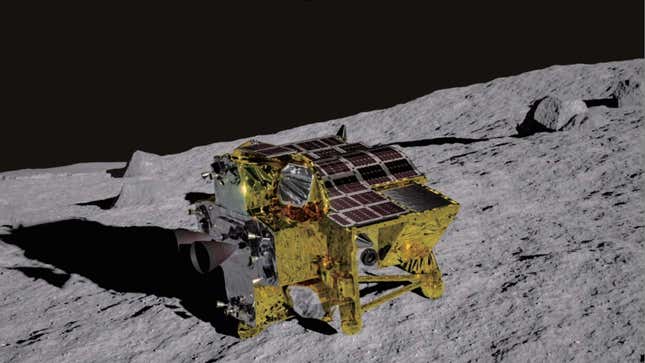 A render of Japan's Slim probe on the moon. 