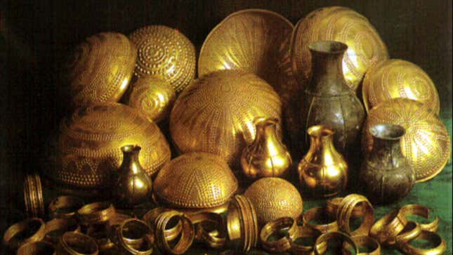The gold, silver, and iron contents of the Treasure of Villena.