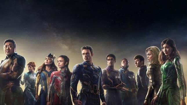 Cropped poster of the cast of Marvel's Eternals.
