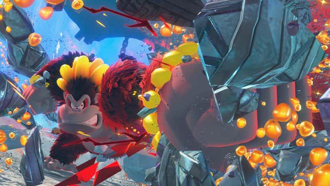 A screenshot of Donkey Kong Banaza shows off the game. 