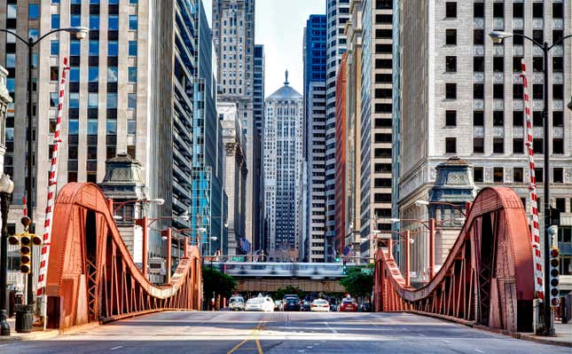 Pont de la rue LaSalle et Chambre de commerce de Chicago